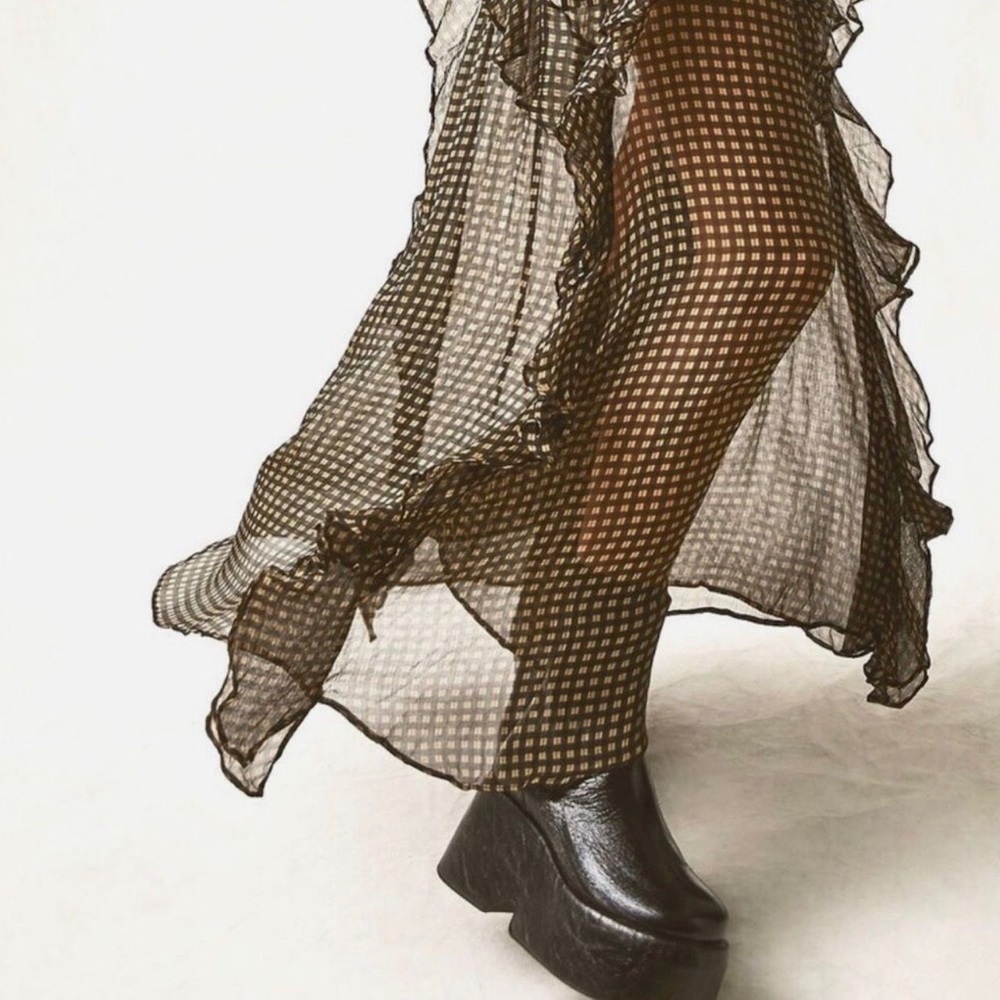 Free People Disco Days Platform Boot Black Crinkled Patent Black size 38